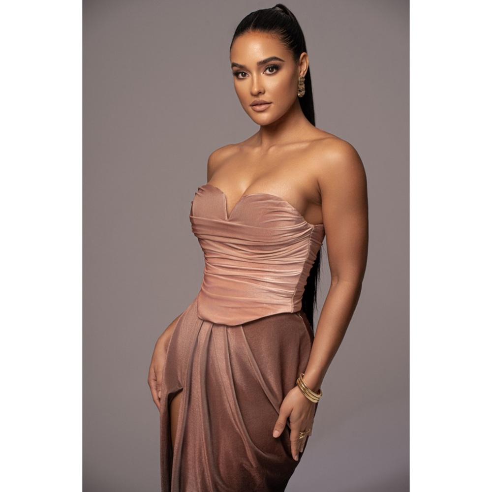 JLUXLABEL Brown New Romantics Velvet Corset Top
